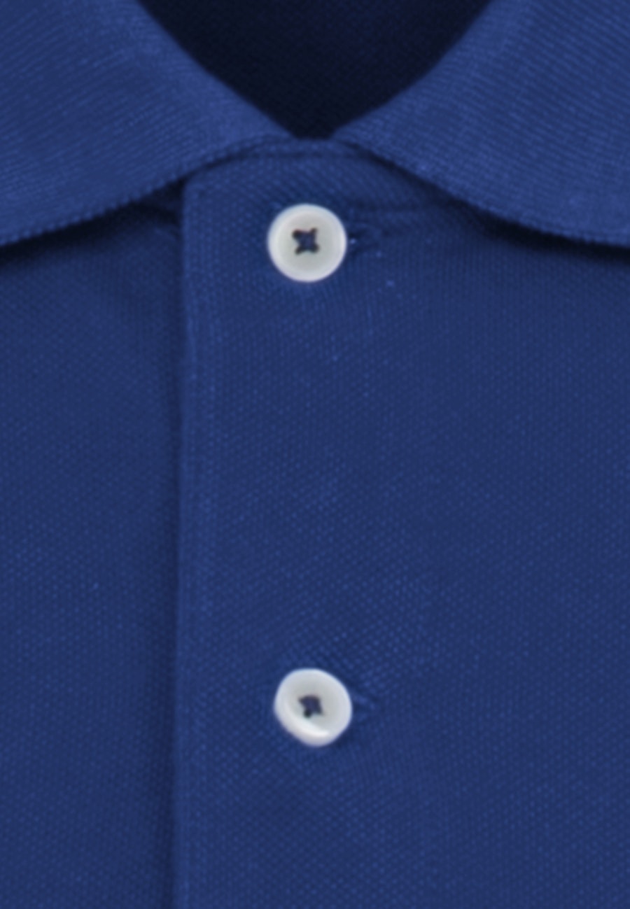 Kragen Polo-Shirt Slim in Mittelblau |  Seidensticker Onlineshop