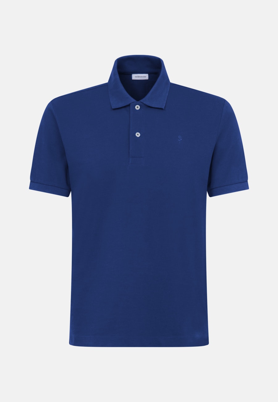 Kragen Polo-Shirt Slim in Mittelblau |  Seidensticker Onlineshop