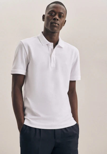 Slim Polo Uni in Weiß |  Seidensticker Onlineshop