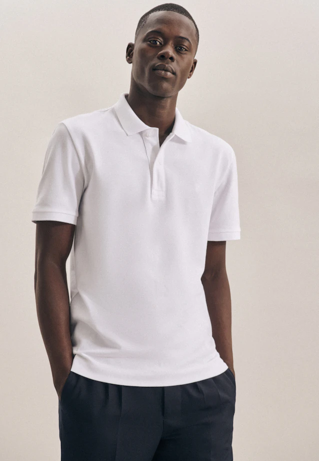Slim Polo Uni in Weiß |  Seidensticker Onlineshop
