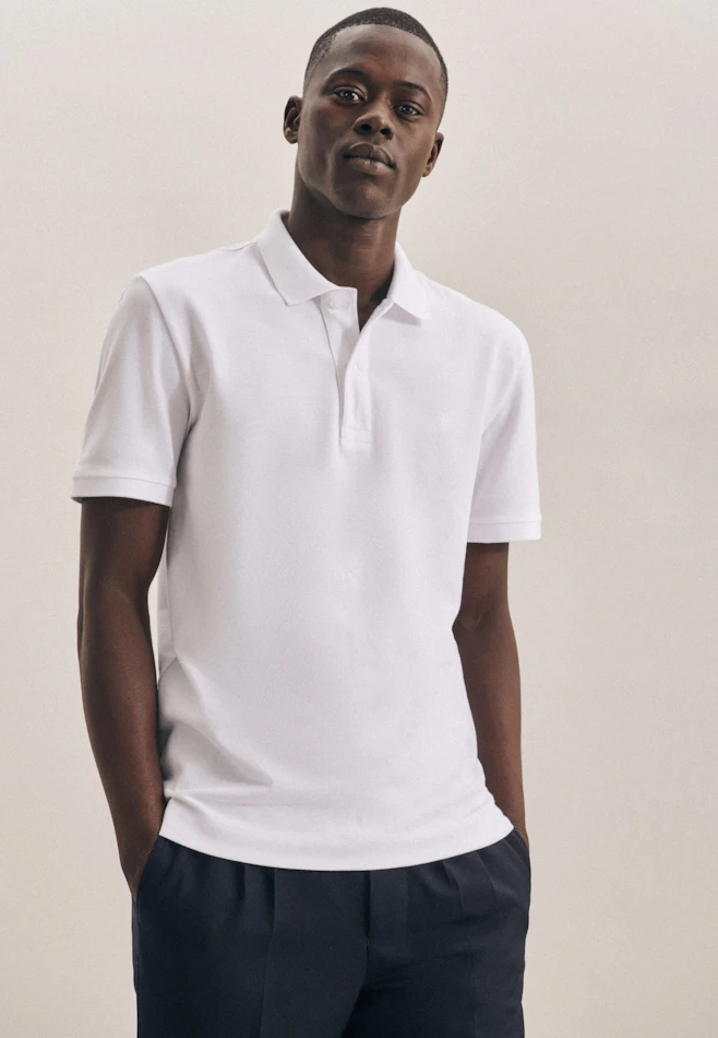 Slim Polo Uni in Weiß | Seidensticker Onlineshop