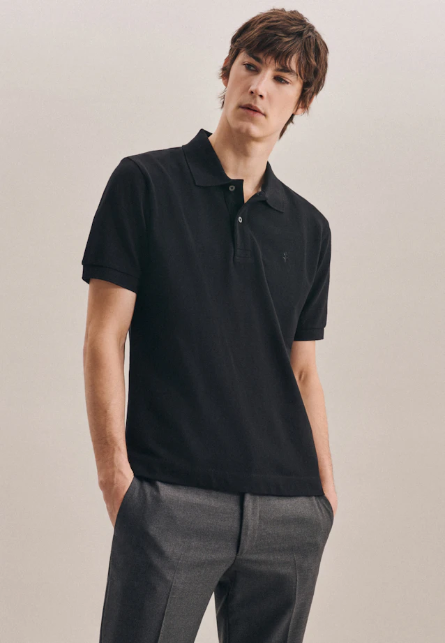 Slim Polo Uni in Schwarz |  Seidensticker Onlineshop