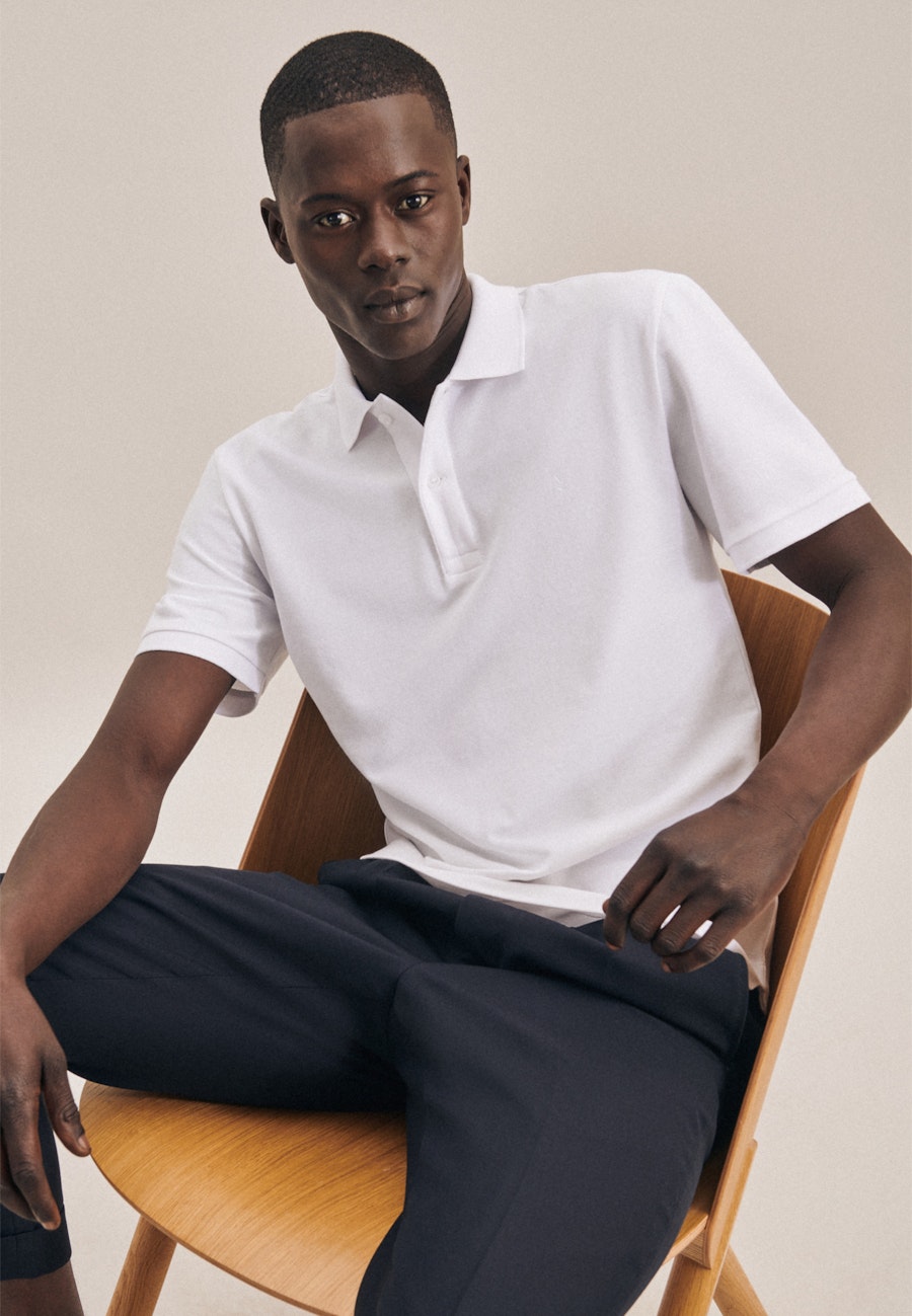 Kragen Polo-Shirt Slim in Weiß |  Seidensticker Onlineshop