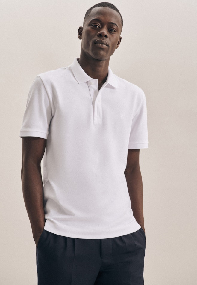 Polo Slim Manche Courte Polo Kragen dans Blanc | Boutique en ligne Seidensticker