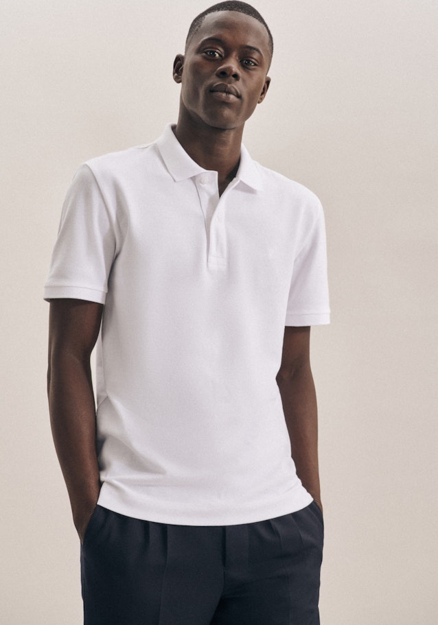 Kragen Polo-Shirt Slim in Weiß | Seidensticker Onlineshop