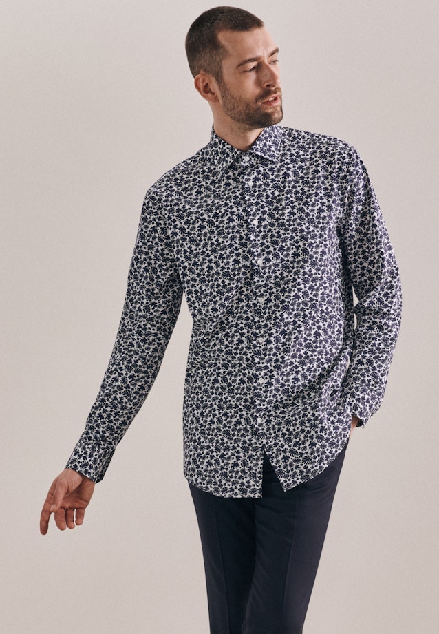 Regular Business Hemd Druck in Dunkelblau |  Seidensticker Onlineshop