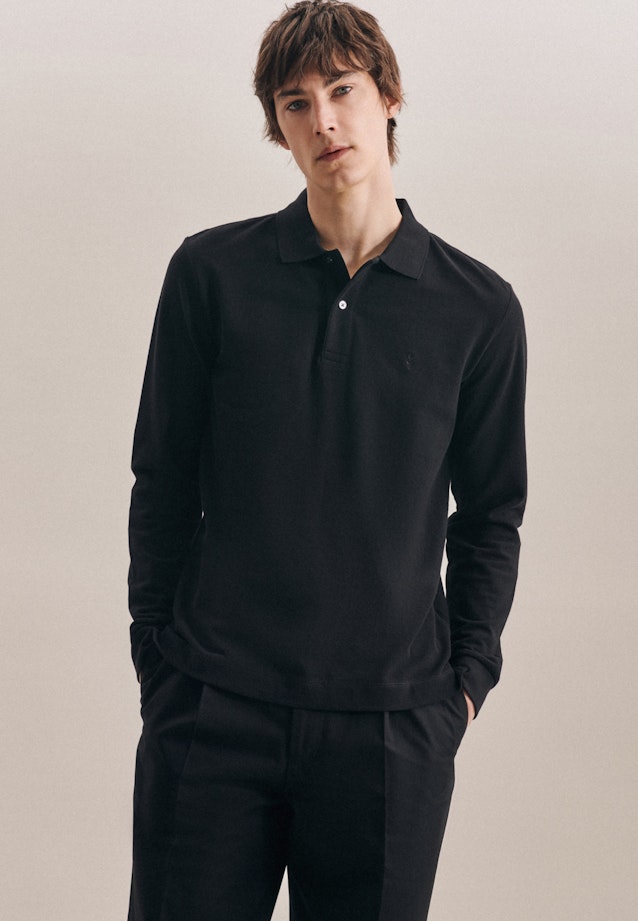 Shaped Polo-Shirt Uni in Black |  Seidensticker Onlineshop