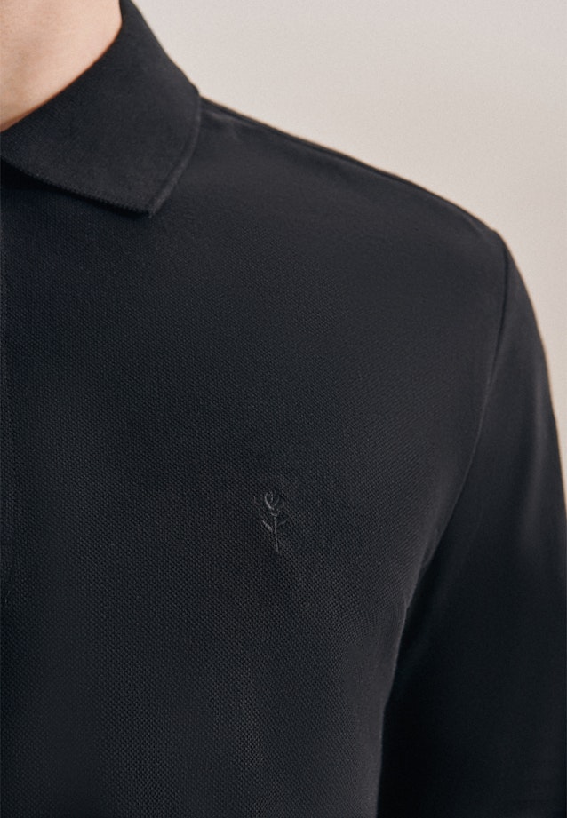 Shaped Polo-Shirt Uni in Black |  Seidensticker Onlineshop