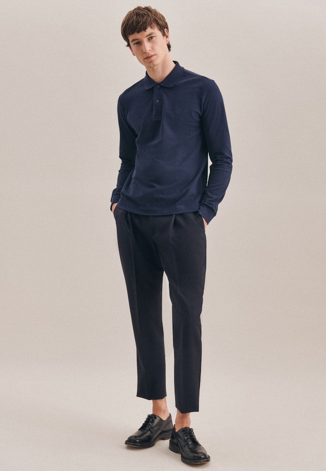 Shaped Polo Uni in Bleu Foncé |  Seidensticker Onlineshop