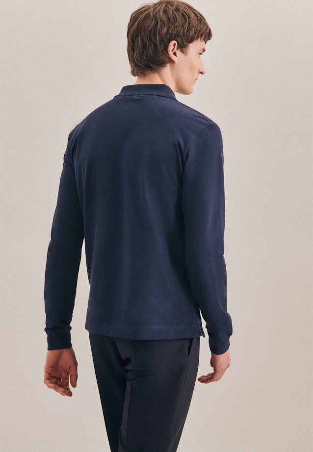 Gerader Schnitt (Normal-Fit) Polo-Shirt Uni in Dunkelblau |  Seidensticker Onlineshop
