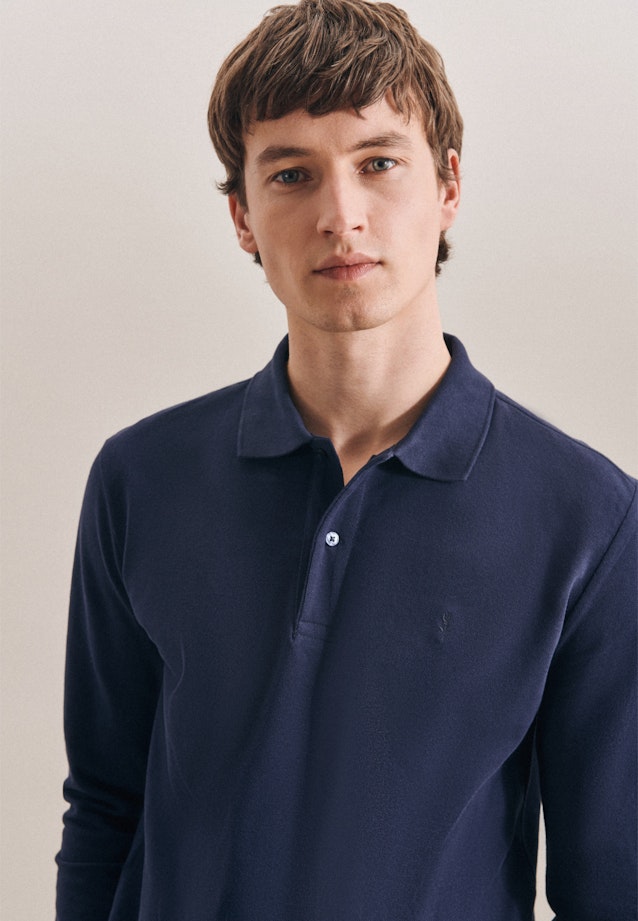 Gerader Schnitt (Normal-Fit) Polo-Shirt Uni in Dunkelblau |  Seidensticker Onlineshop