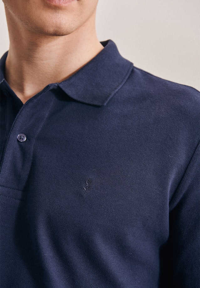 Gerader Schnitt (Normal-Fit) Polo-Shirt Uni in Dunkelblau |  Seidensticker Onlineshop