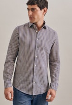 Chemise en lin Slim Lin Col Kent in Bleu Moyen |  Seidensticker Onlineshop