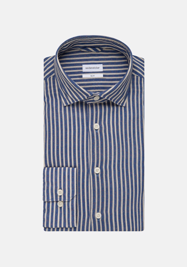 Linen shirt in Slim with Kent-Collar in Medium Blue |  Seidensticker Onlineshop