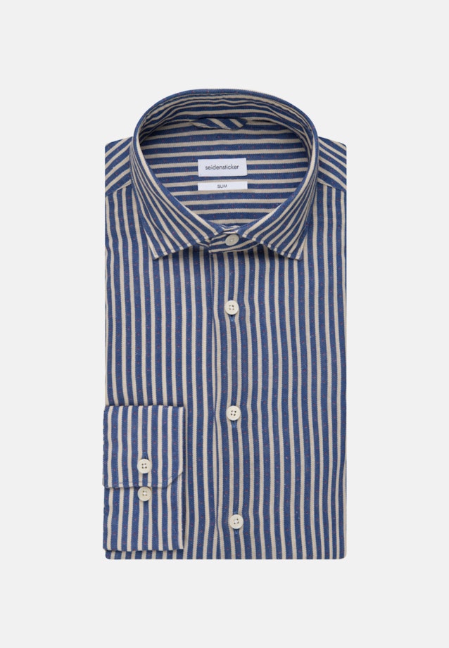 Chemise en lin Slim Lin Col Kent in Bleu Moyen |  Seidensticker Onlineshop