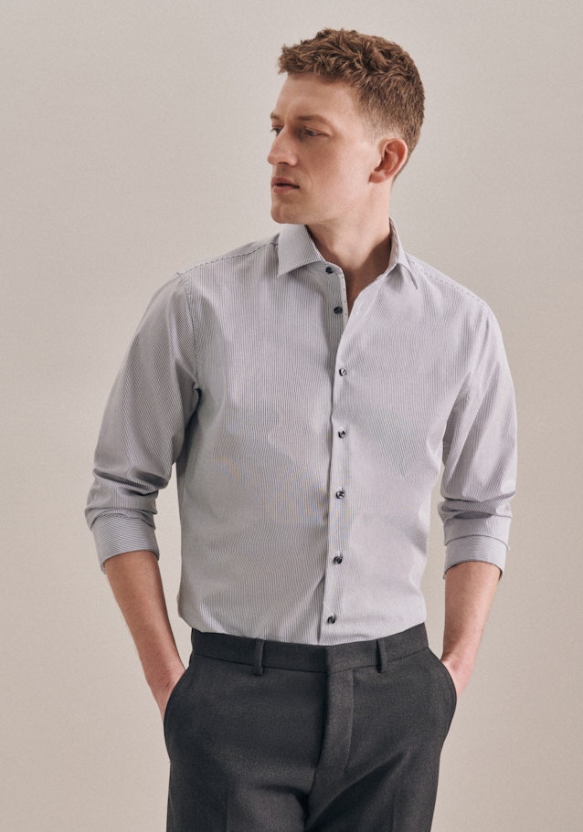 Non-iron Poplin Business Shirt in Shaped with Kent-Collar in Grey |  Seidensticker Onlineshop