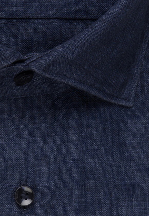 Shaped Linen shirt Plain in Dark Blue |  Seidensticker Onlineshop
