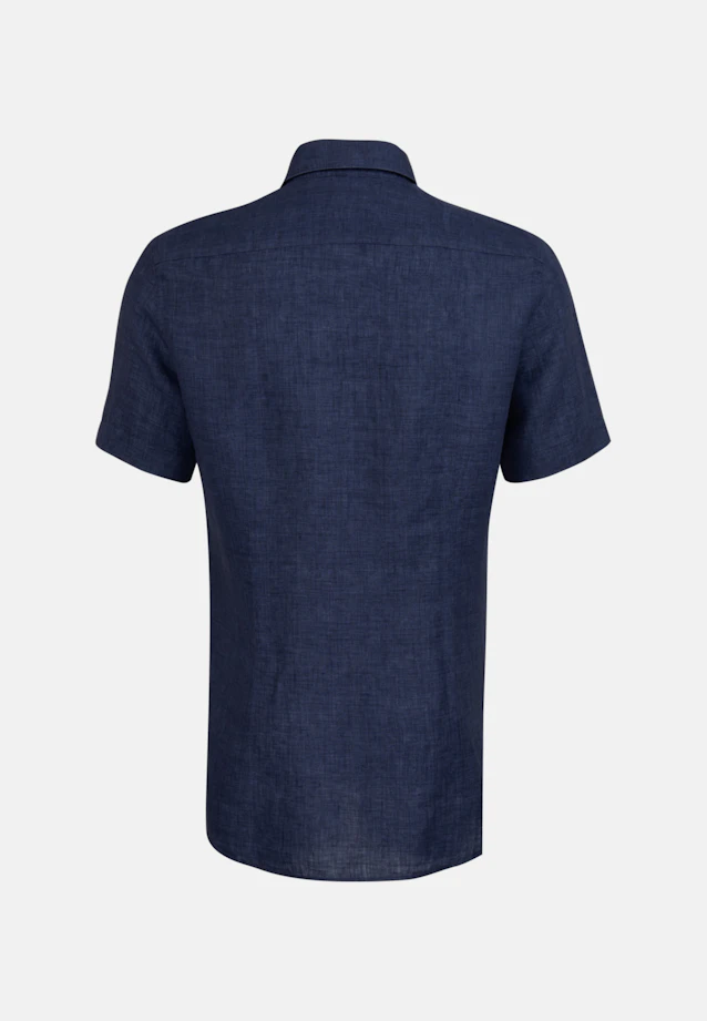 Shaped Linen shirt Plain in Dark Blue |  Seidensticker Onlineshop