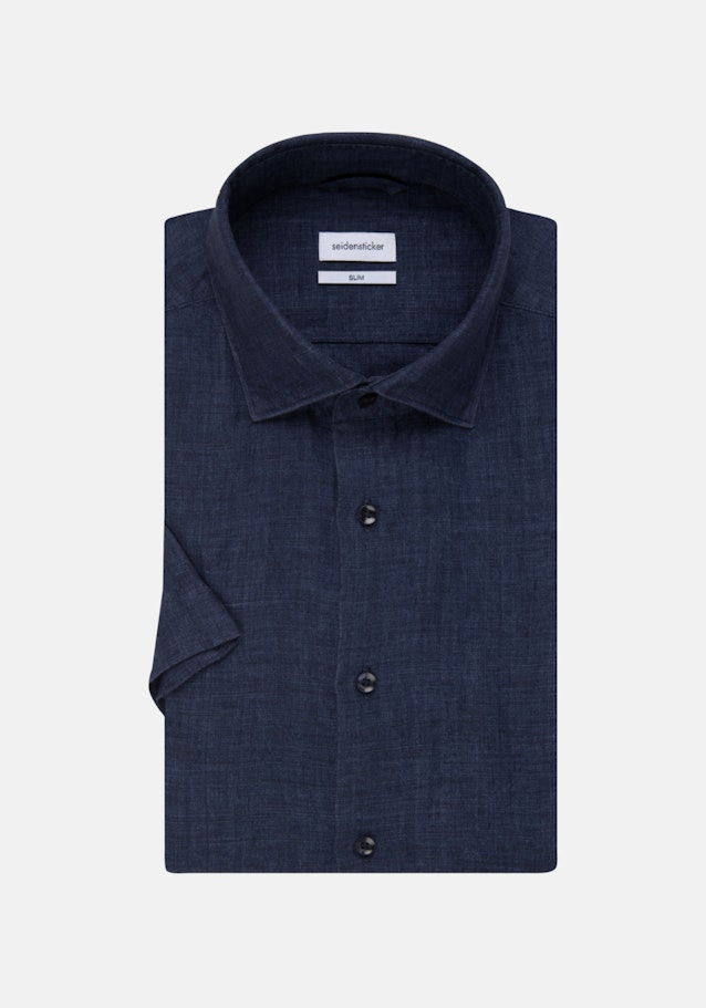 Linen Short sleeve Linen shirt in Shaped with Kent-Collar in Dark Blue |  Seidensticker Onlineshop