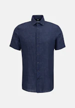 Shaped Linen shirt Plain in Dark Blue |  Seidensticker Onlineshop