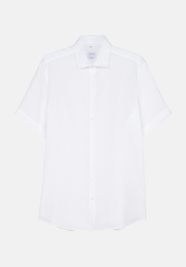 Linen Short sleeve Linen shirt in Shaped with Kent-Collar in White |  Seidensticker Onlineshop
