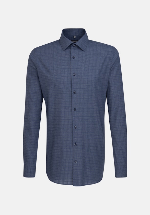Melange Garne Business overhemd in X-Slim with Kentkraag and extra long sleeve in Donkerblauw |  Seidensticker Onlineshop