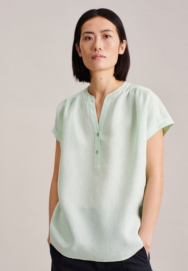 Short sleeve Linen Shirt Blouse in Turquoise |  Seidensticker Onlineshop