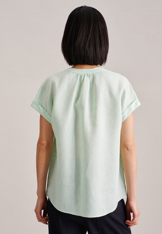 Short sleeve Linen Shirt Blouse in Turquoise |  Seidensticker Onlineshop