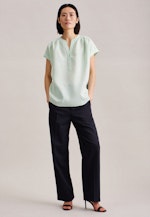 Korte mouwen Linnen Shirtblouse in Turquoise |  Seidensticker Onlineshop