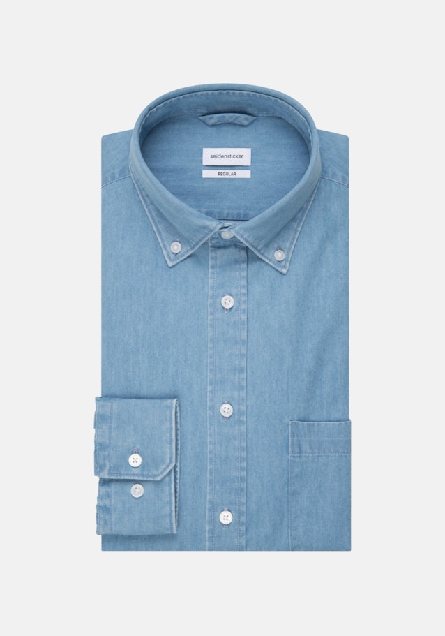 Denim Denimhemd in Regular mit Button-Down-Kragen in Hellblau |  Seidensticker Onlineshop