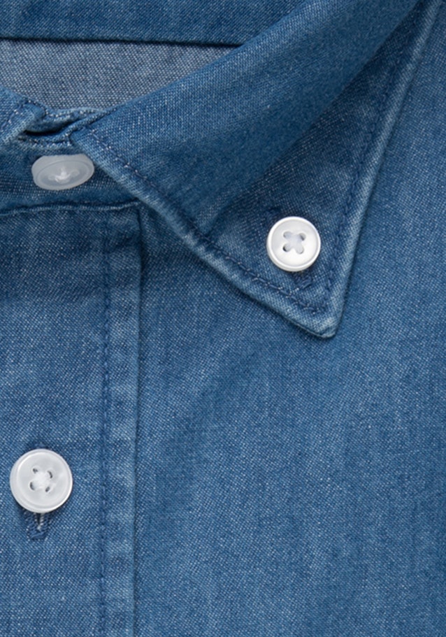 Denim Jeanshemd in Regular mit Button-Down-Kraag in Middelmatig Blauw |  Seidensticker Onlineshop