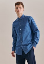 Regular Denimhemd Uni in Mittelblau |  Seidensticker Onlineshop