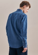 Regular Denimhemd Uni in Mittelblau |  Seidensticker Onlineshop