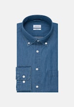 Regular Denimhemd Uni in Mittelblau |  Seidensticker Onlineshop