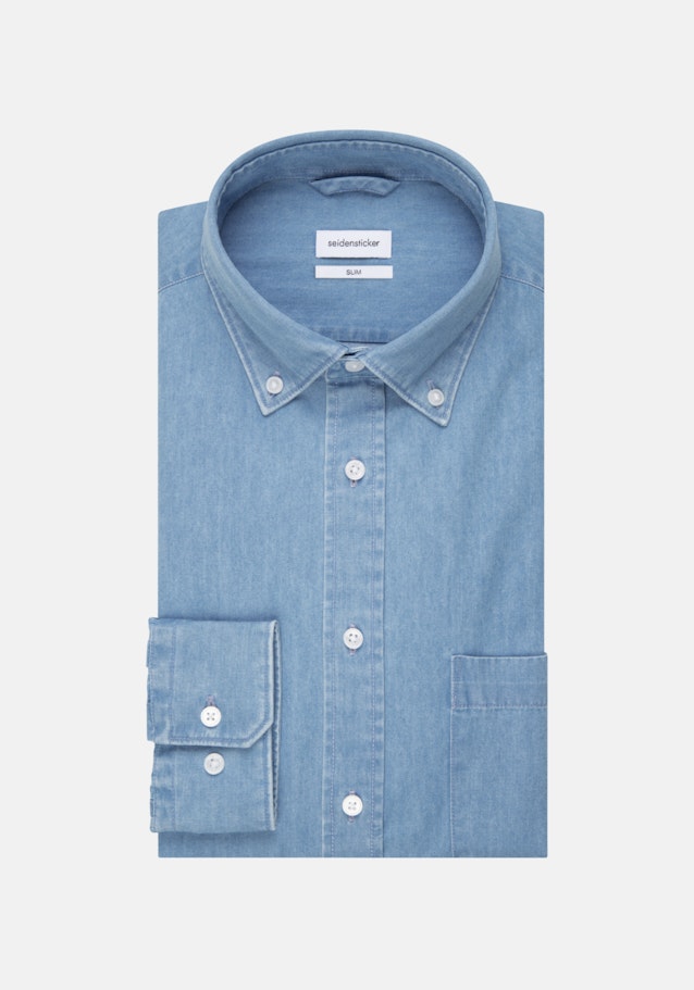 Denim Denim shirt in Slim mit Button-Down-Collar in Light Blue |  Seidensticker Onlineshop