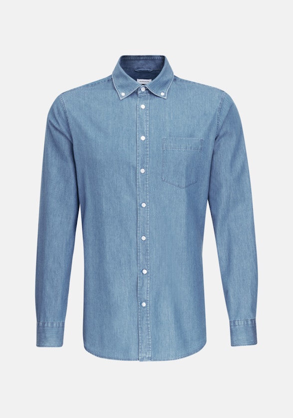 Denim Denim shirt in Slim mit Button-Down-Collar in Light Blue |  Seidensticker Onlineshop