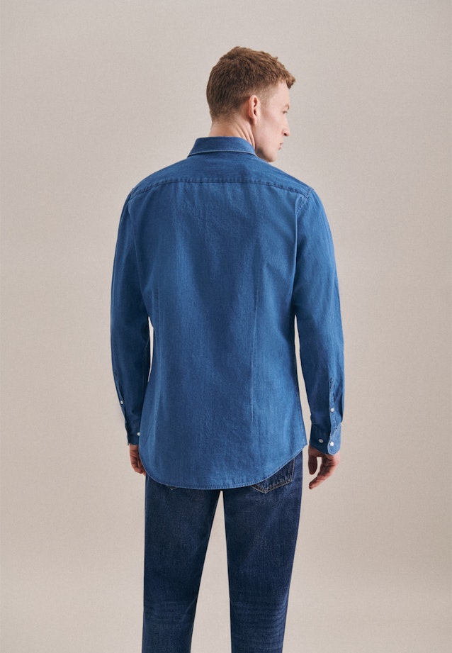 Slim Denimhemd Uni in Mittelblau |  Seidensticker Onlineshop