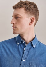 Slim Denimhemd Uni in Mittelblau |  Seidensticker Onlineshop