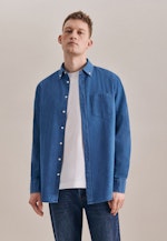 Slim Denimhemd Uni in Mittelblau |  Seidensticker Onlineshop