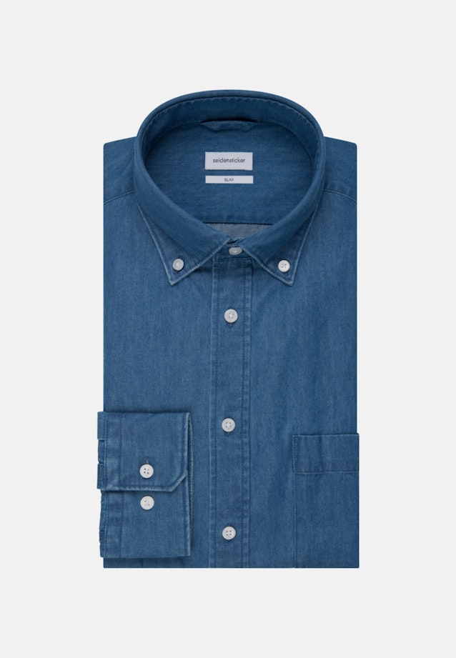 Denim Denim shirt in Slim mit Button-Down-Collar in Medium Blue |  Seidensticker Onlineshop