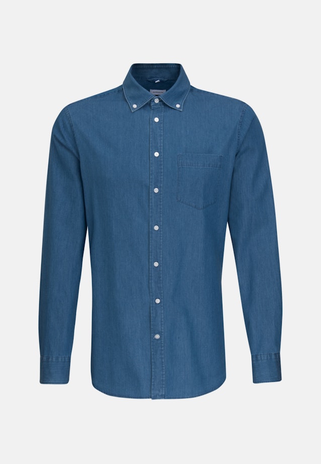 Slim Denimhemd Uni in Mittelblau |  Seidensticker Onlineshop