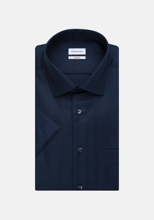 Non-iron Structure Short sleeve Business Shirt in Shaped with Kent-Collar in Dark Blue |  Seidensticker Onlineshop