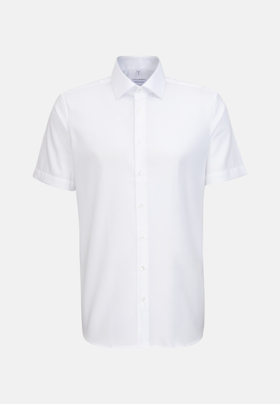 Bügelfreies Struktur Kurzarm Business Hemd in Shaped mit Kentkragen in Weiß |  Seidensticker Onlineshop