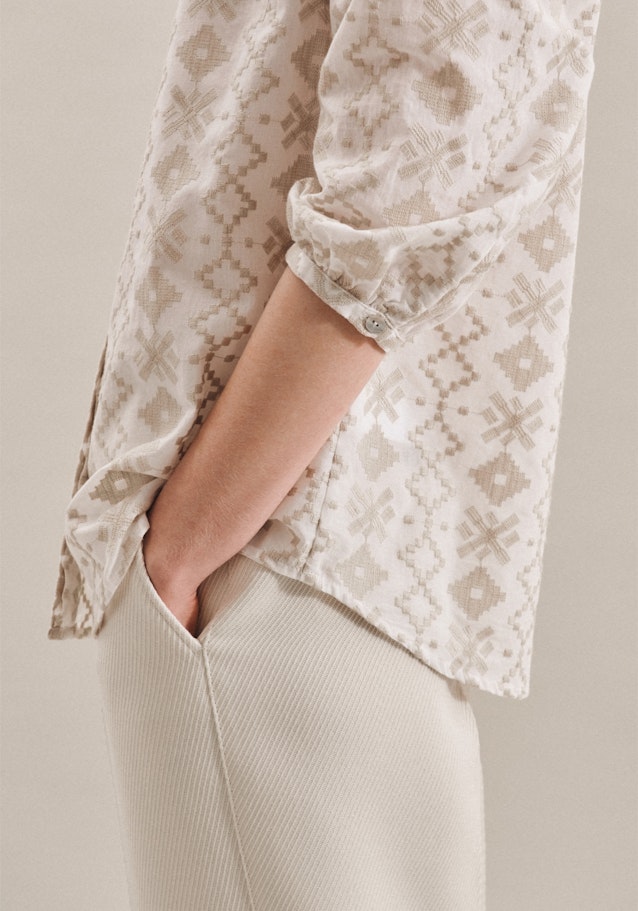 Stand-Up Blouse Broderie Anglaise in Brown | Seidensticker Onlineshop