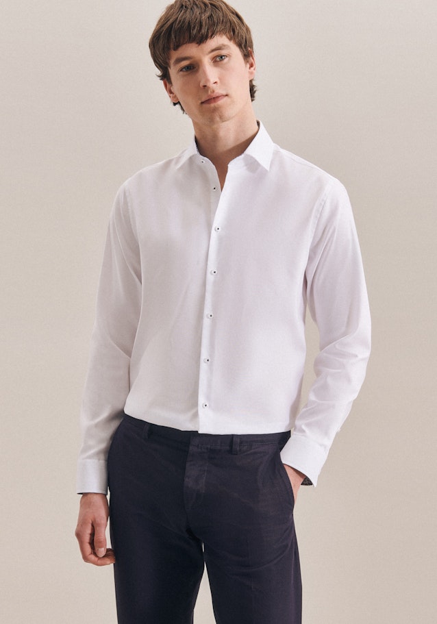 Non-iron Oxford shirt in Shaped with Kent-Collar in White |  Seidensticker Onlineshop