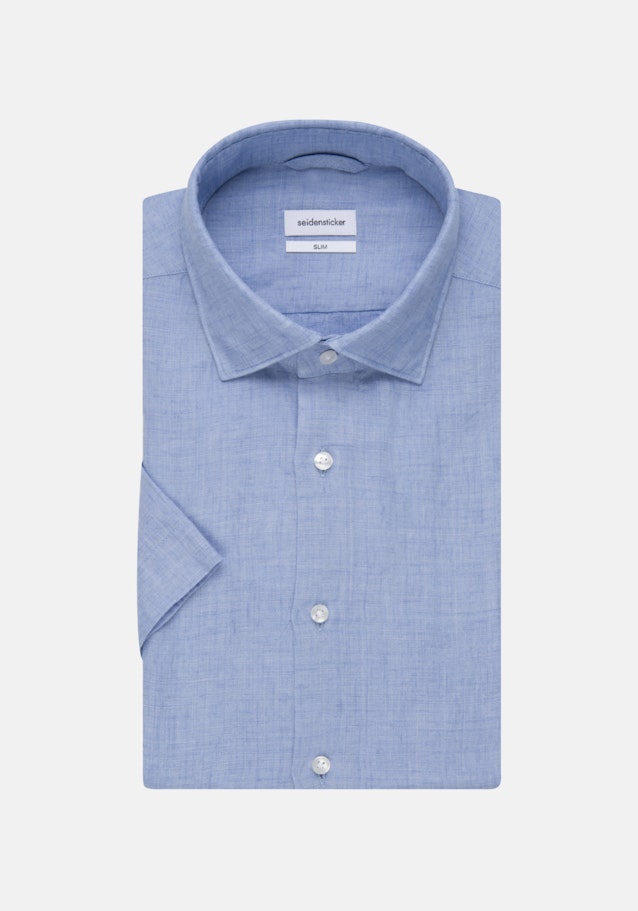 Leinen Kurzarm Leinenhemd in Slim mit Kentkragen in Hellblau |  Seidensticker Onlineshop