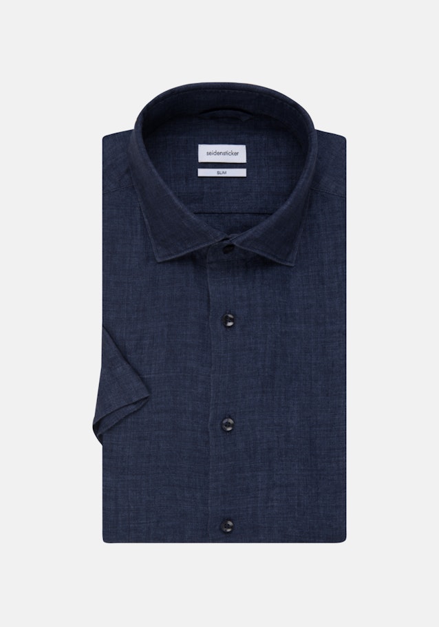 Slim Leinenhemd Uni in Dunkelblau | Seidensticker Onlineshop