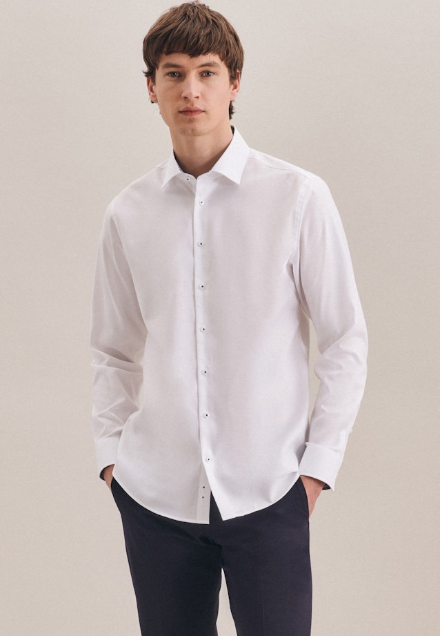 Slim Oxfordhemd Uni in Weiß |  Seidensticker Onlineshop