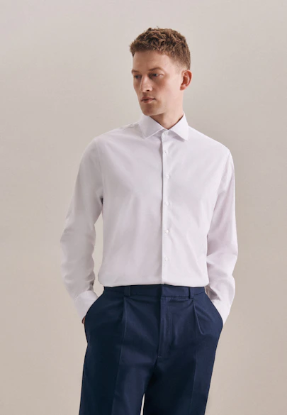 Shaped Performancehemd Uni in Weiß |  Seidensticker Onlineshop