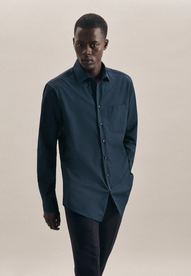 Regular Business Shirt Print in Dark Blue |  Seidensticker Onlineshop